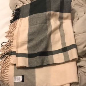 J Crew Pink, Grey and Cream Blanket Scarf